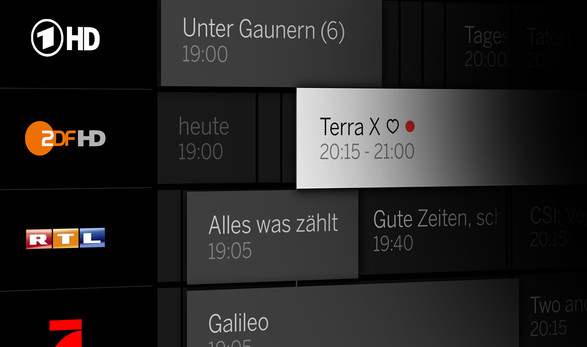 Aufnahme Komfort. Mit EPG Sendungen einfach finden und aufnehmen.